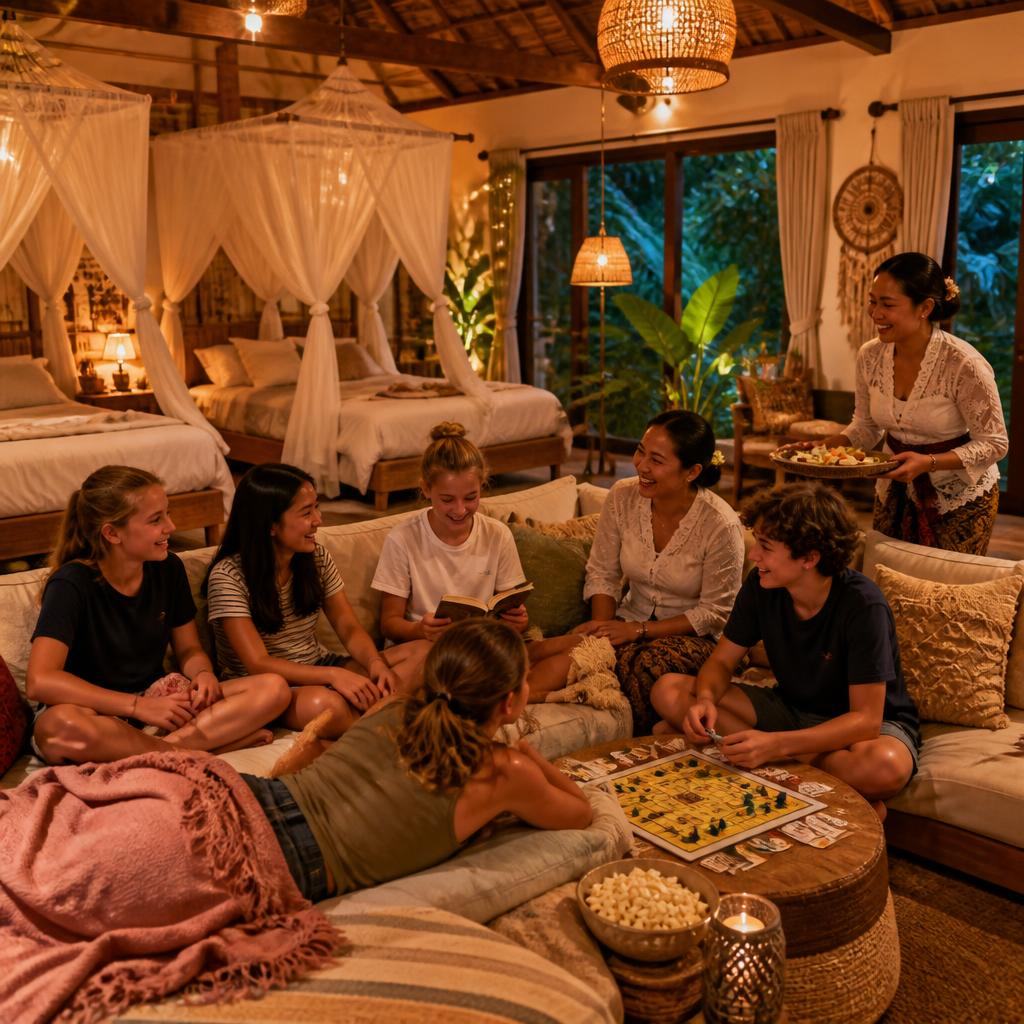 Students on a weekend stay at the Winta's Place villa in Ubud, Bali